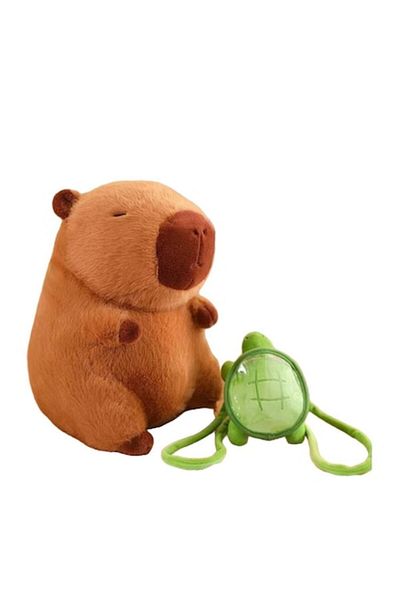 OEM Plush Capybara with Turtle Backpack IdealTI®, Size 40 cm, Fluffy Toy for Kids 3+