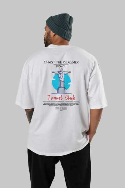 Ankhises Christ The Redeemer Brazil Back Printed Oversize T-shirt Ανδρικό Γυναικείο Βαμβακερό μπλουζάκι με λαιμόκοψη
