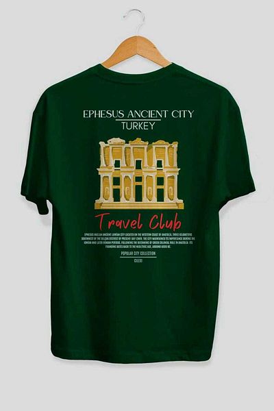 Ankhises Ephesus Ancient City Turkey Back Printed Oversize T-Shirt Men Women Cotton Crewneck Tshirt