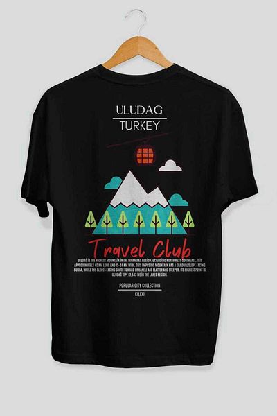 Ankhises Uludağ Turcia Tricou oversize imprimat pe spate Bărbați Femei Tricou din bumbac cu decolteu