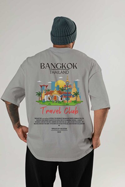 Ankhises Bangkok Thailanda Tricou oversize imprimat pe spate Bărbați Femei Tr...