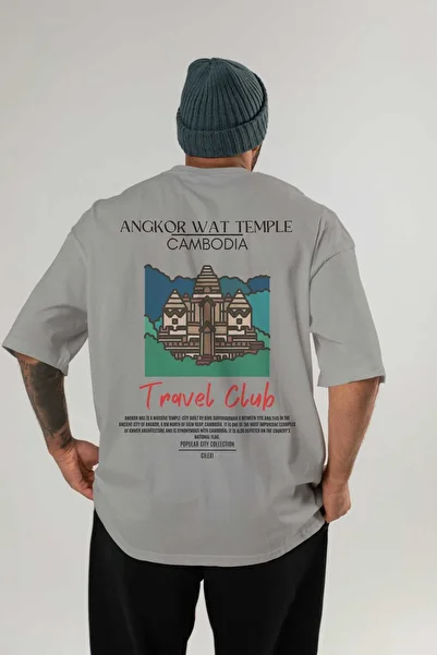 Ankhises Angkor Wat Temple Cambodia Back Printed Oversize T-Shirt Men Women Cotton Crewneck Tshirt