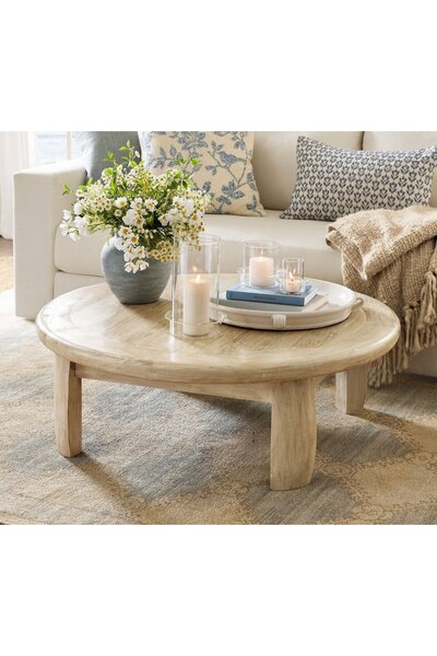 İZMİRMASİF Goya Yuvarlak Sehpa – Beyaz Renk, Dayanıklı Ahşap, Modern ve Şık T...