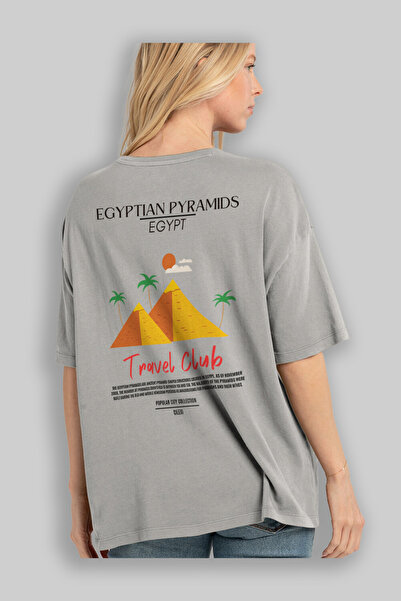 Ankhises Egyptian Pyramids Egypt Back Printed Oversize T-Shirt Men Women Cotton Crewneck Tshirt