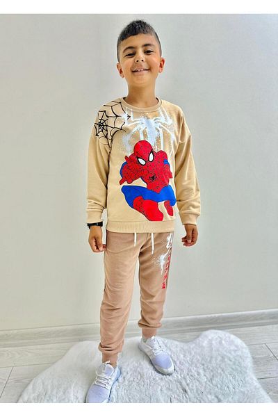 herkesemoda Spider Printed Unsharded 3 Thread Boy's Suit
