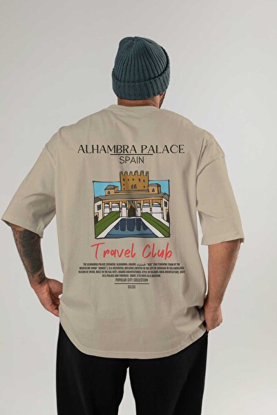 Ankhises Alhambra Palace Spain Μπλουζάκι με στάμπα πίσω μεγάλου μεγέθους Ανδρικό γυναικείο βαμβακερό μπλουζάκι με λαιμόκοψη