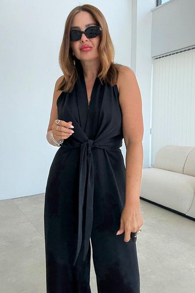 ELVAN TOLON Black Tie-Up Jumpsuit