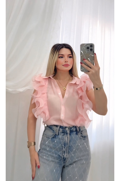 DENİZ Kolsuz Omuz Detaylı Gömlek