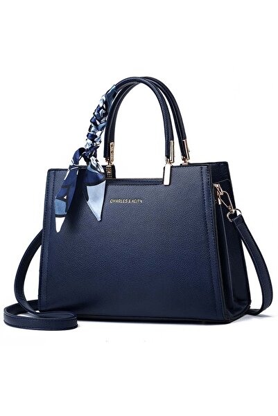 OEM Women's handbag, Dollcini, -leather, 29x22x11 cm, 3 compartments, Navy blue