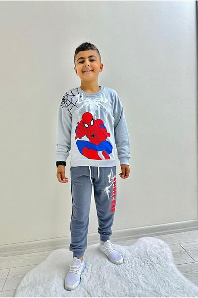herkesemoda Spider Printed Unsharded 3 Thread Boy's Suit