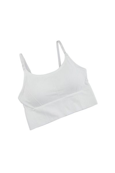 Mixbo - Women's Sports Bra with Adjustable Straps, Backless, Seamless, Push-Up Design, White, S/M