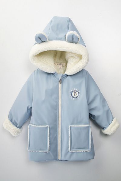 PODIUM GYM New Season Cute Bear Soft Fabric Winter Fur-Lined Fleece-Lined Hooded Pocket Water Repellent Coat