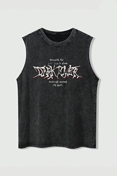 weywot Top oversize unisex cu imprimeu Dark Power, lavabil.