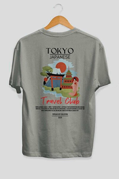 Ankhises Tokyo Japanese Back Printed Oversize T-Shirt Men Women Cotton Crew Neck Tshirt