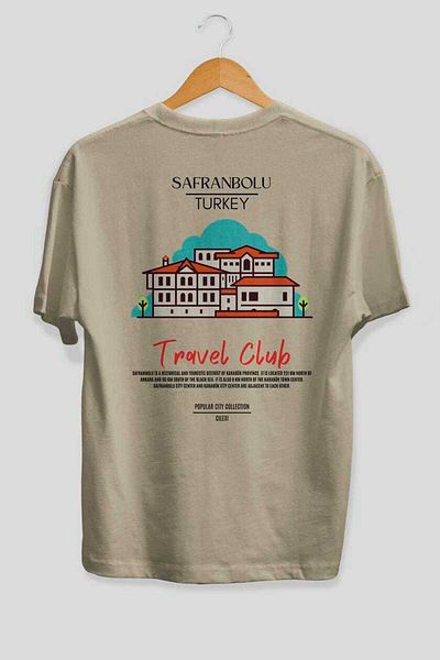 Ankhises Safranbolu Turkey Back Printed Oversize T-Shirt Men Women Cotton Crew Neck Tshirt