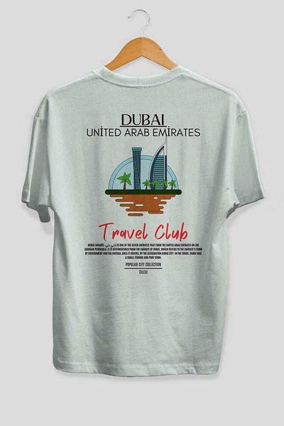 Ankhises Dubai Emiratele Arabe Unite Tricou oversize imprimat pe spate Bărbați Femei Tricou din bumbac cu decolteu