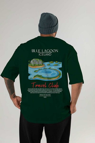 Ankhises Blue Lagoon Iceland Back Printed Oversize T-Shirt Men Women Cotton Crewneck Tshirt