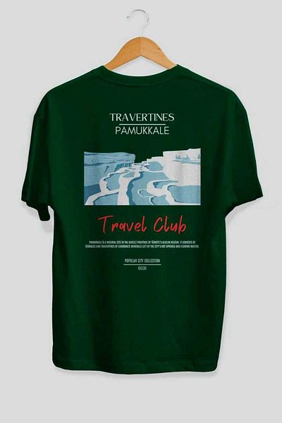 Ankhises Travertines Pamukkale Back Printed Oversize T-Shirt Men Women Cotton Crewneck Tshirt