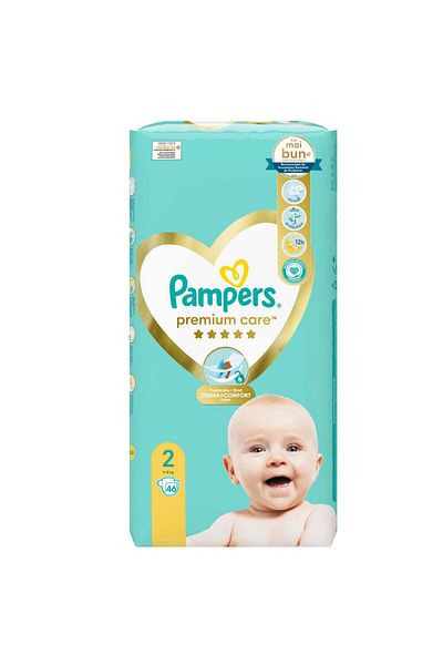 Pampers Scutece pentru bebelusi Premium Care, Marimea 2, 4-8kg, 46 Bucati,