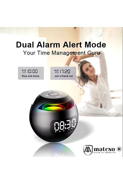 matcso by CSM 4U PRODUCTS® Portable Wireless Speaker with Digital Alarm Clock and Radio, matcso by CSM 4U PRODUCTS®, White