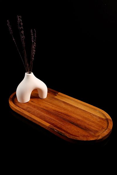 TheBRo Iroko Wood Oval 33cm Wooden Presentation Board, Tray, Presentation Board