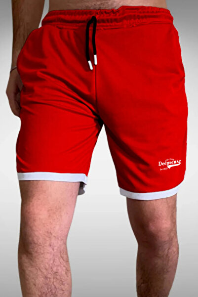 DEEPSENCE Men's Red Sports Shorts & Bermuda Capri Swimming Summer Piping Slim Fit Printed