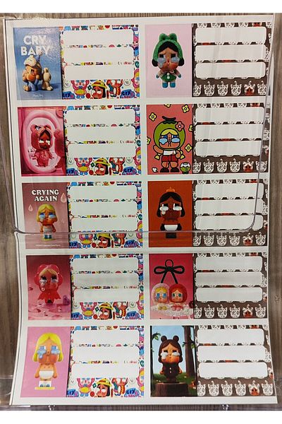 ada çanta kırtasiye 10 Sheets of School Stickers with Cry Baby Figures (1 Sheet = 10 Stickers)