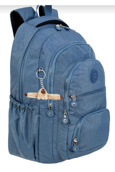 çantamgelsin Luxury Crinkle Fabric High School and Middle School Backpack + Monkey Keychain Gift