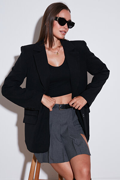 Lela Relaxed Fit Mono Collar Pocket Blazer Jacket Jacket 611Bc00132