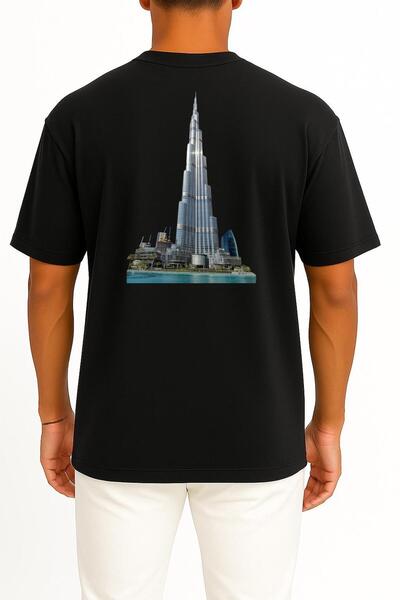 Bahriyeli Collection Oversize Burj Khalifa, Dubai Back Design Unisex T-Shirt