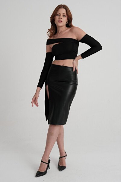 LEE LOLAN Kadın Göğüs Dekolteli Crop