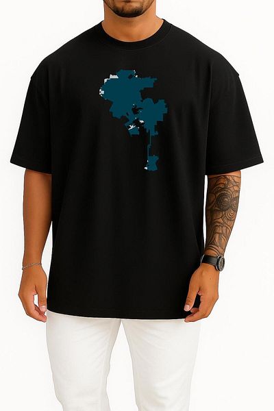Bahriyeli Collection Oversize Los Angeles City Map Chest Design Unisex T-Shirt