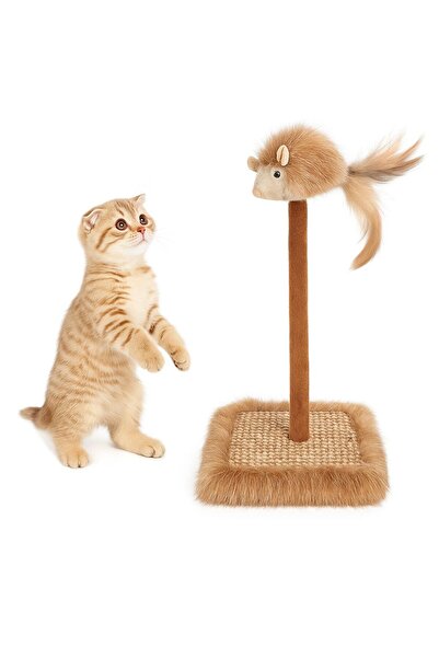 Pati Cool Plush Cat Scratching and Play Stand with Sound Tail |   26cm Height |   Fun Scratching Toy
