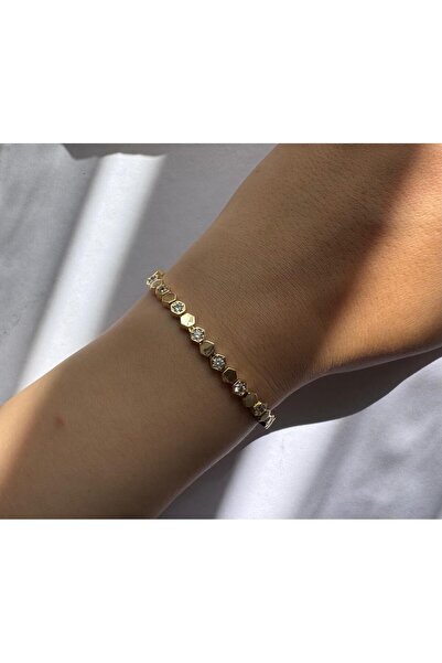 XUPING JEWELRY 14 Ayar Altın Görünümünde Gold Renk Çelik Bileklik