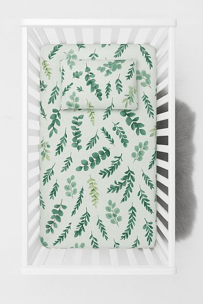 Baby Cais Collection 100% Organic Muslin Baby Sheet & Pillow Set – 70X140 cm Sheet, 35X45 cm Pillowcase