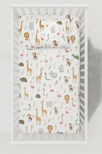 Baby Cais Collection 100% Organic Muslin Baby Sheet & Pillow Set – 70X140 cm Sheet, 35X45 cm Pillowcase