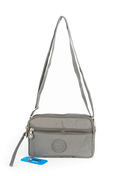 NEMO BAGS Gray Unisex Wallet, 4 Compartments, Phone Holder, Crinkle Fabric, Cross Strap Shoulder Bag, 20X12Cm