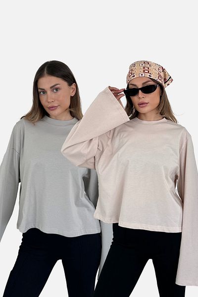 C&City Wide Sleeve Oversize 2 Pack T-Shirt 965 Grey/Beige