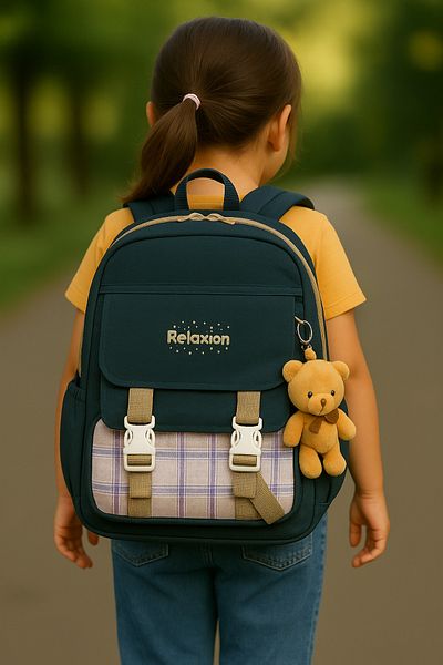 ANI OFİS KIRTASİYE A K Cute School Bag with Plush Toy – Suitable for Primary and Secondary Schools + Teddy Bear Gift - Model2