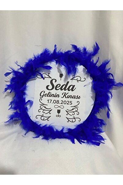 ARHEDİYELİK Gelin Tefi 30cm,İsim ve Tarih Yazılı Otriş Süslemeli Kına Tefi (S...