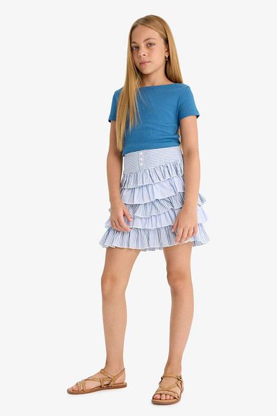 DeFacto Girls Fitted Boat Neck Rib Short Sleeve T-Shirt F7003A825Au