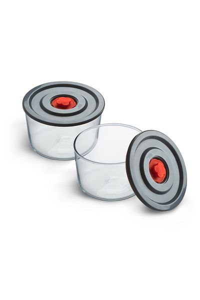 Simax Set of 2 Round Glass Storage Containers – 350 ml X 2, Airtight, Healthy Glass