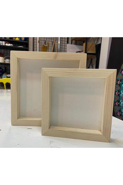 Mandalart Fabric Paintable Raw Wood Frame, Square Cut, Set of 3