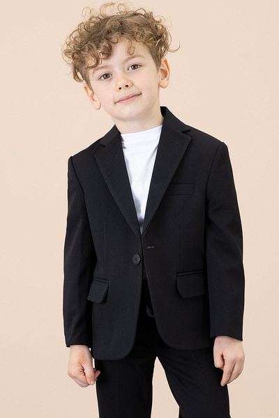 Cansın Mini Μαύρο μπουφάν με κουμπιά Basic T-shirt με παντελόνι για αγόρια 3 τεμαχίων κοστούμι 20720