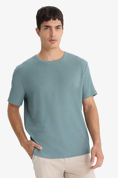 DeFacto Regular Fit Crew Neck Textured Short Sleeve T-Shirt F8480Ax25Au