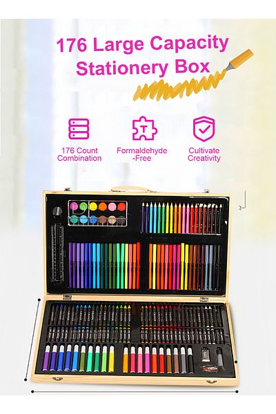 KidLe 176 Pcs Art Supplies Drawing Painting Art Kit with Clipboard and Coloring Papers Gifts