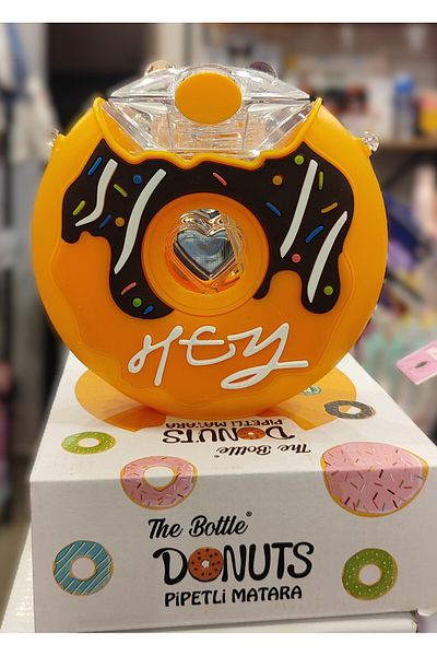 ada çanta kırtasiye 380ml Plastic Flask Water Bottle with Silicone Protected Straw in Donut Shape