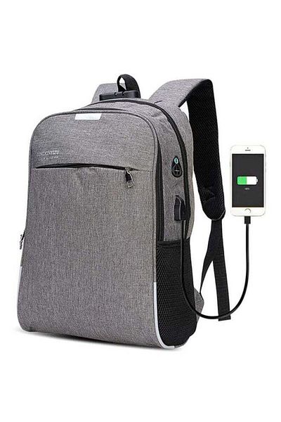 fun zone Dingxinyizu Usb Charging Bag Night Reflection Anti-Theft Backpack Grey