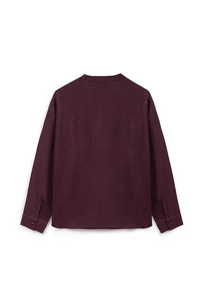 praye Judge Collar Muslin Tunic Claret Red