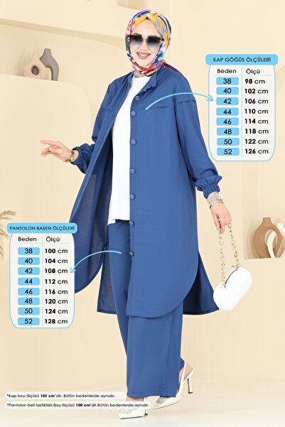 ModaMerve Önden Düğmeli İkili Takım 330DVL817-MS İndigo